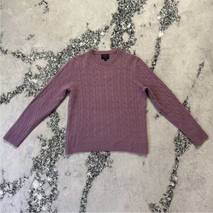 J Crew Sweater Womens Size Large Purple 100% Cashmere Cable Knit Pullover
